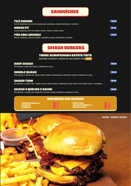 Cardápio Nosso Lugar, página 5: Sanduíches e smash burgers