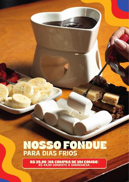 Cardápio Nosso Lugar, página 9: Fondue de chocolate